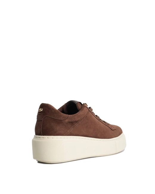 Dune Brown Evienne Leather Lace-Up Chunky Trainers