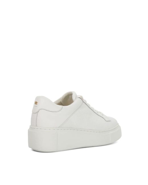 Dune White Evienne Leather Lace-Up Chunky Trainers