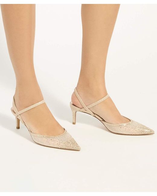 Dune Metallic Charismatic Mesh Diamante Slingback Shoes