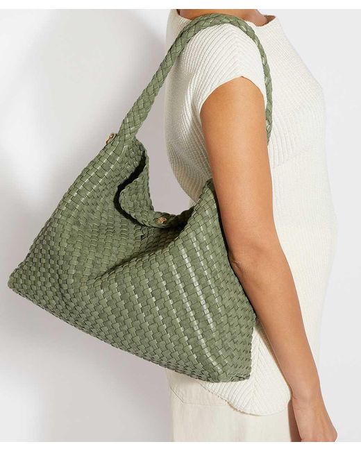 Dune Green Deliberate L Woven Shoulder Bag