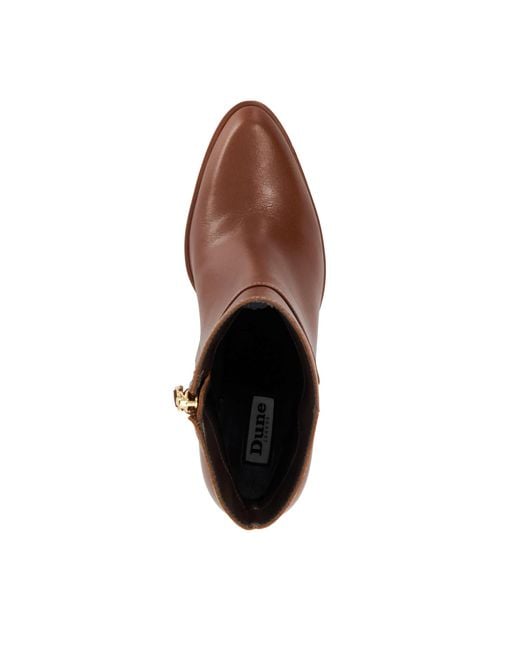 Dune Brown Pagety Block-Heel Ankle Boots