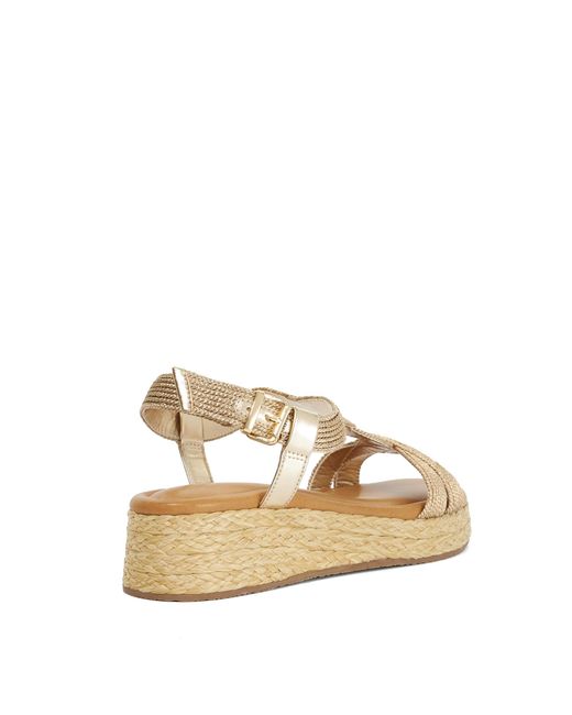 Dune Metallic Laylah Raffia Flatform Sandals
