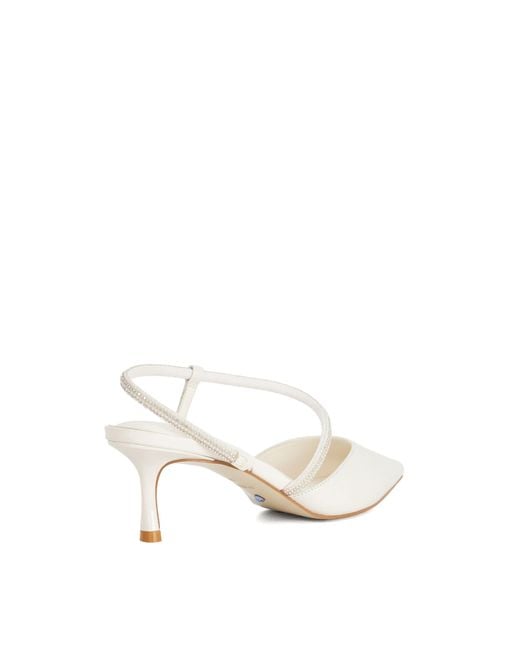 Dune White Ceremonial T-Bar Embellished Wedding Shoes