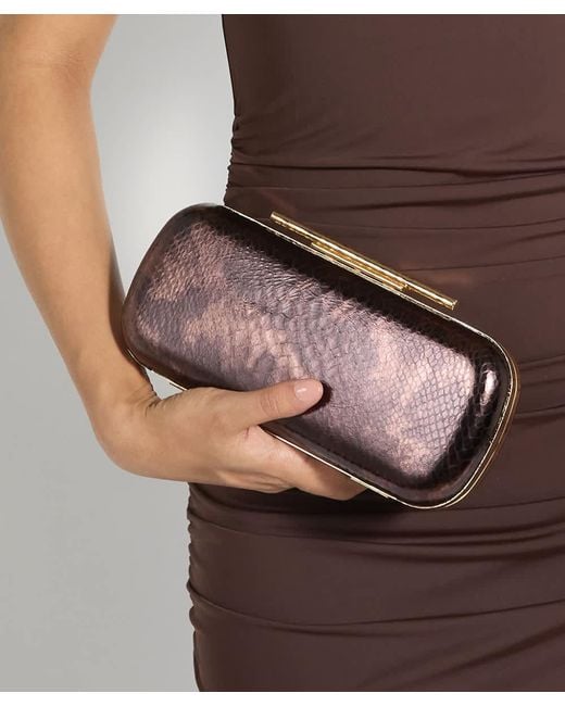Dune Brown Body Structured Chain Strap Clutch Bag