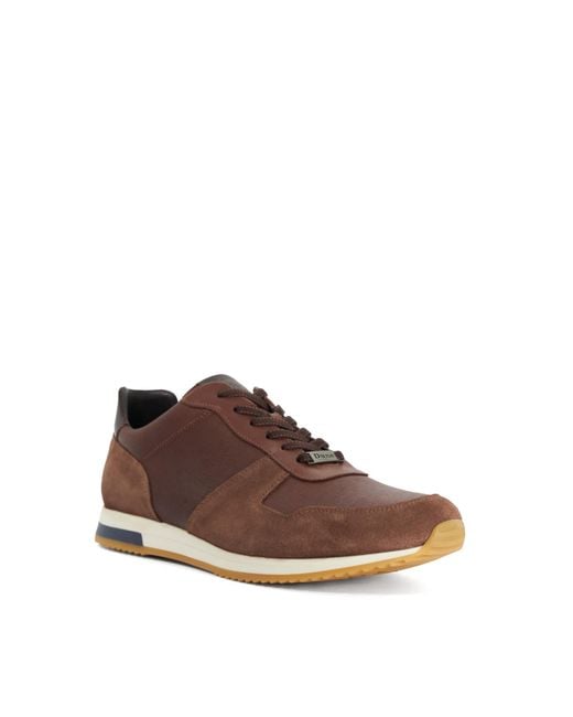 Dune Brown Trusting Contrast Sole Leather Runner for men