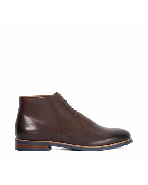 Dune Brown Millers Round Toe Lace Up Boots for men