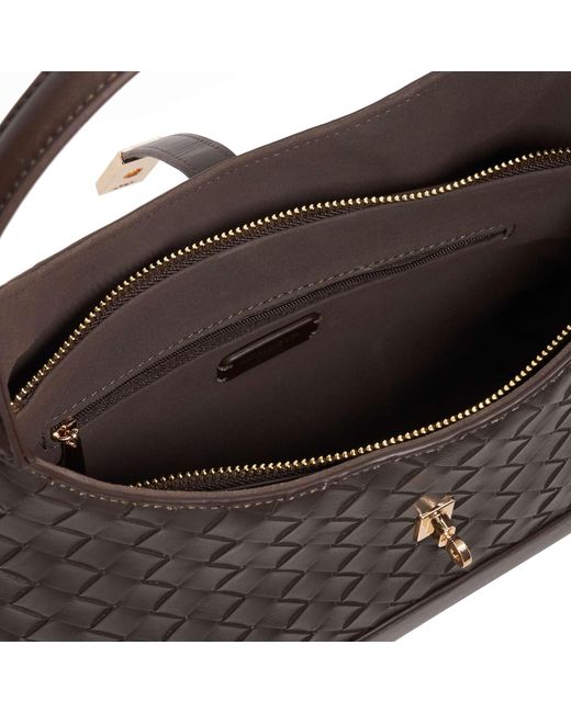 Dune Brown Dorset Woven Turn Lock Shoulder Bag