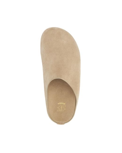 Dune Natural Galinna Suede Slip-On Mules