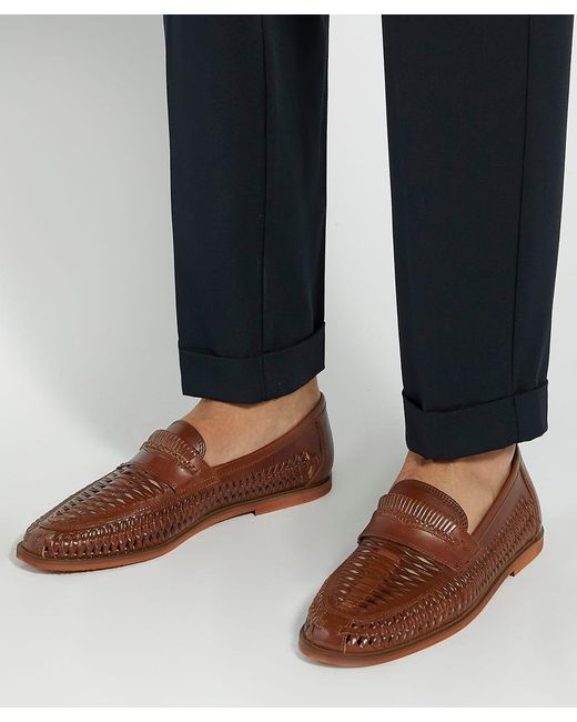 Dune Brown Brickles Casual Woven Loafers for men