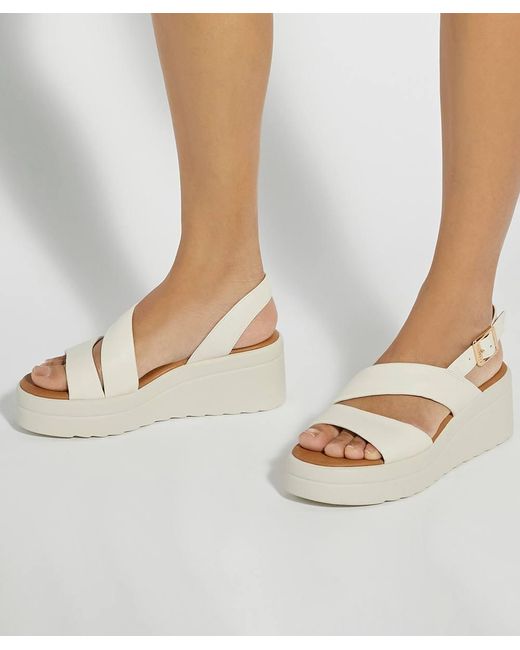 Dune Natural Karing Leather Wedge Sandals