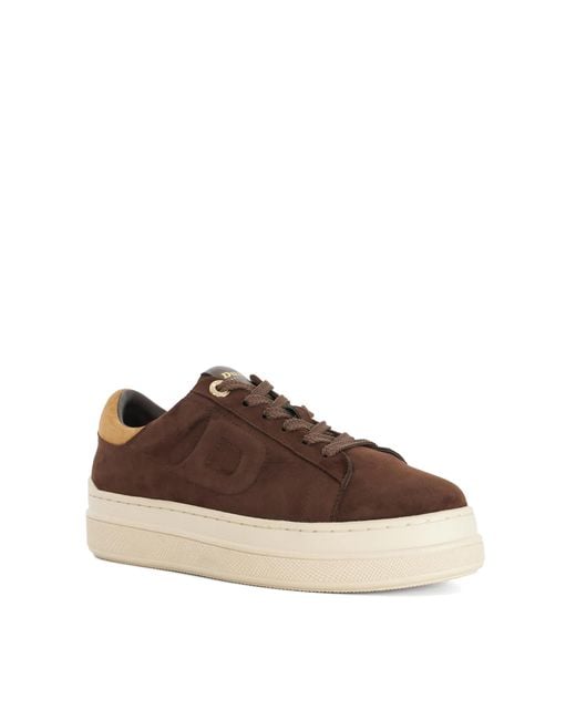 Dune Brown Eden Flatform Lace-Up Trainers
