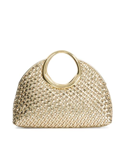 Dune Metallic Earning Handle Woven Bag