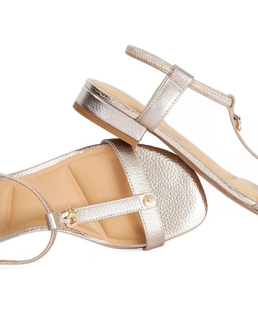 Dune Natural Lyra Flat T-Bar Sandals
