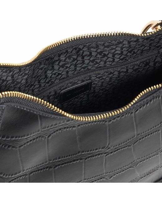 Dune Black Directional Leather Chain Detail Shoulder Bag