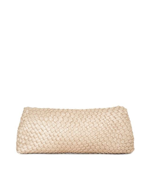 Dune Natural Encourage Woven Clutch With Cross Body Strap