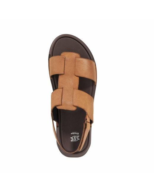 Dune Brown Izan Leather Sandals for men
