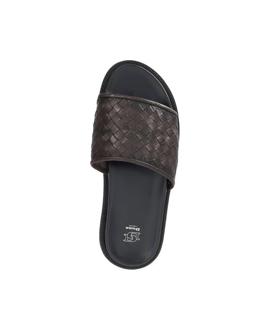 Dune Brown Ivar Woven Leather Slider Sandal for men