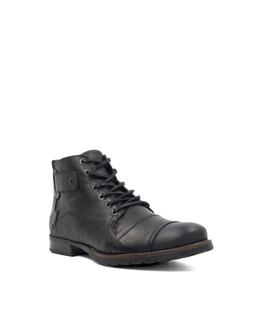 Dune Black Simon Wf Wide Fit Leather Seam Detail Ankle Boots for men