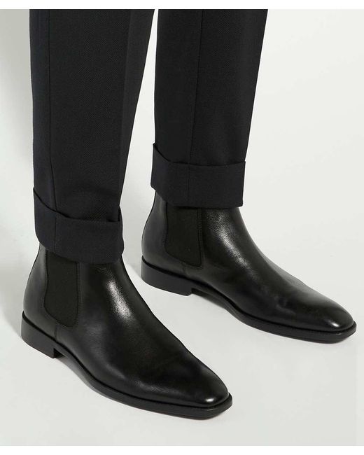 Dune Black Matchin Wf Flexi Sole Leather Chelsea Boots for men