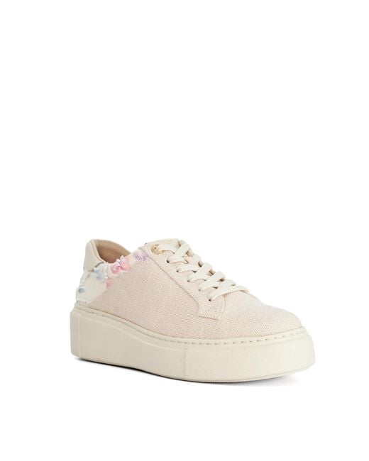 Dune White Evienne Leather Lace-Up Chunky Trainers