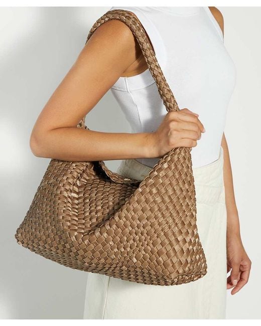 Dune Brown Deliberate L Woven Shoulder Bag