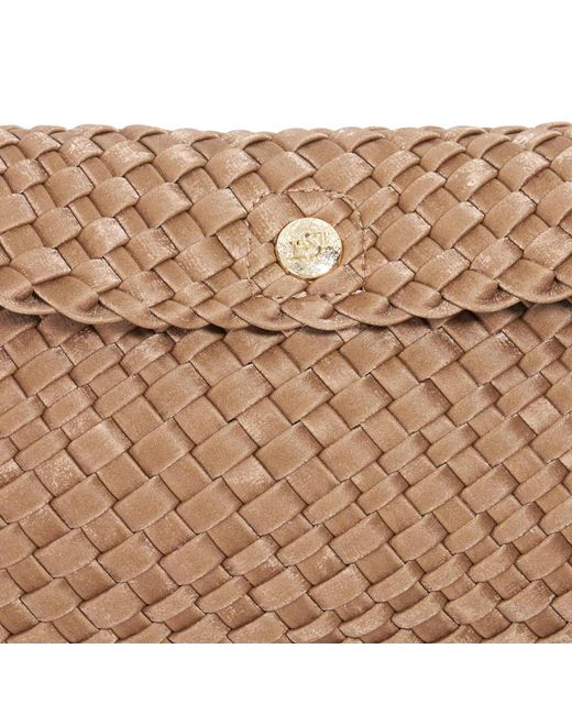 Dune Brown Encourage Woven Clutch With Cross Body Strap