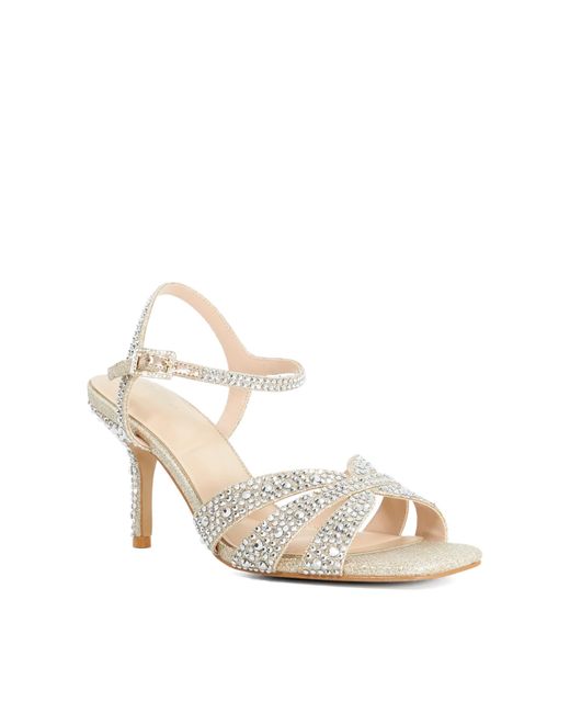 Dune Pink Mayven Jewel Embellished Block Heel Sandals