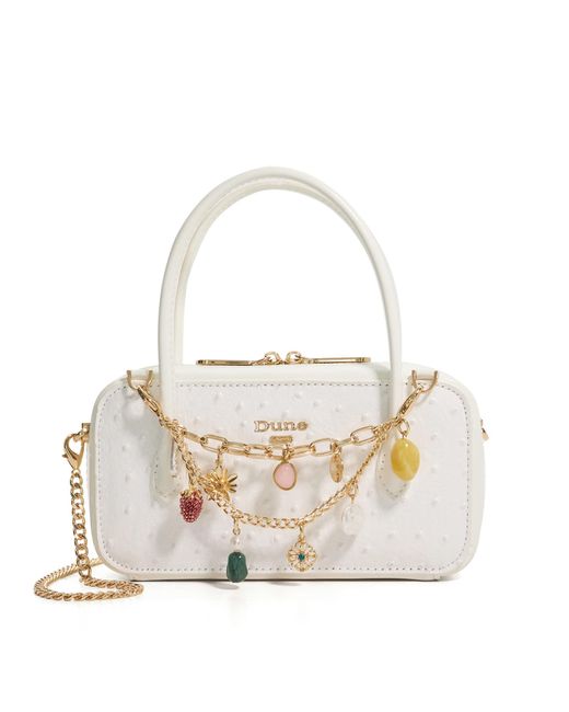 Dune White Song Charm Chain Bag Top Handle Bag