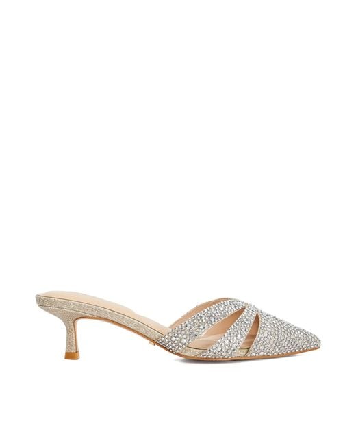 Dune White Calla Cut-Out Heeled Mules