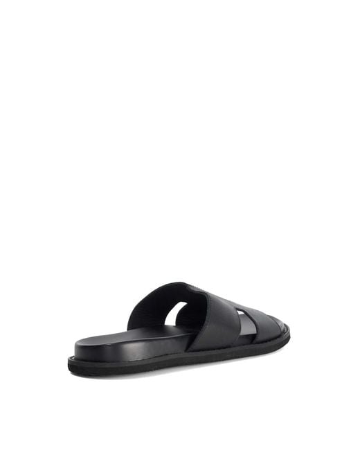 Dune Black Ishaa Leather Slip On Sandals for men