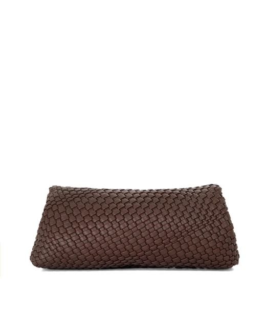 Dune Brown Encourage Woven Clutch With Cross Body Strap