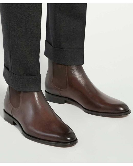 Dune Brown Manson Premium Leather Chelsea Boots for men