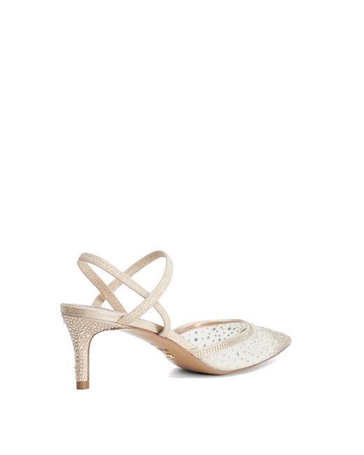 Dune Metallic Charismatic Mesh Diamante Slingback Shoes