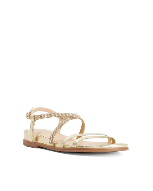 Dune Natural Lexia Flat Strappy Sandals