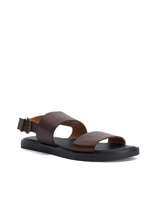Dune Brown Issac Leather Sandals for men
