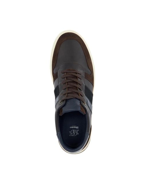 Dune Black Terence Leather-Trim Low-Top Trainers for men