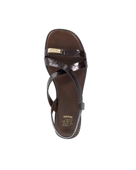 Dune Brown Lite Flat Leather Sandals