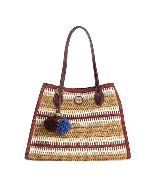 Dune Brown Devotedly Raffia Double Grab Handle Tote Bag