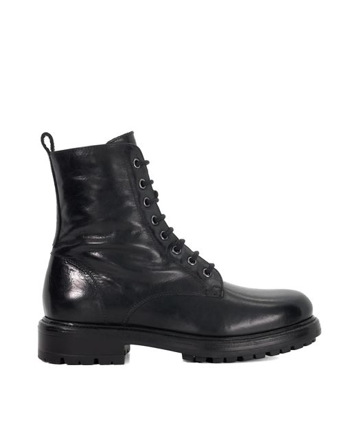 Dune Black Patley Leather Lace-Up Ankle Boots