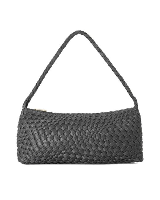Dune Gray Deliberating Woven East-West Shoulder Bag