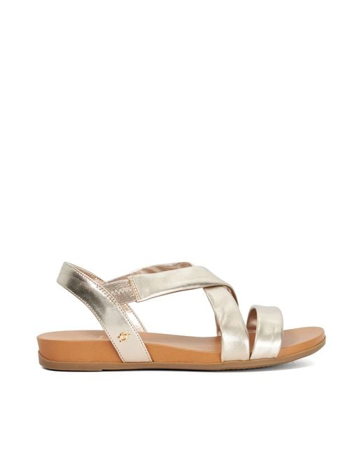 Dune Natural Landies Flat Sandals