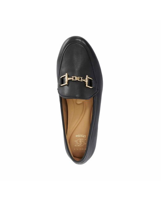 Dune Blue Wf Glair Wide Fit Almond Toe Buckle Detail Loafers