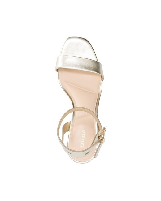 Dune Metallic Medina Block Heel Ankle Strap Sandals