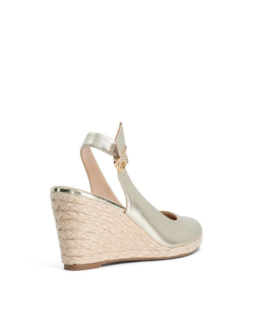 Dune White Capable Leather Jute Wedge Heel Sandals