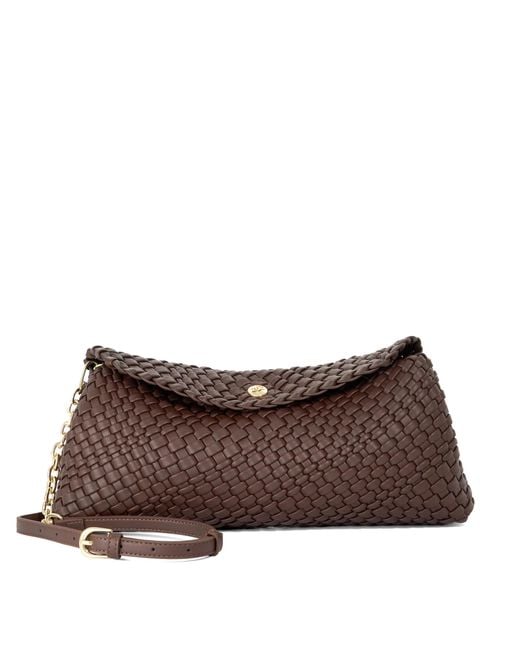 Dune Brown Encourage Woven Clutch With Cross Body Strap
