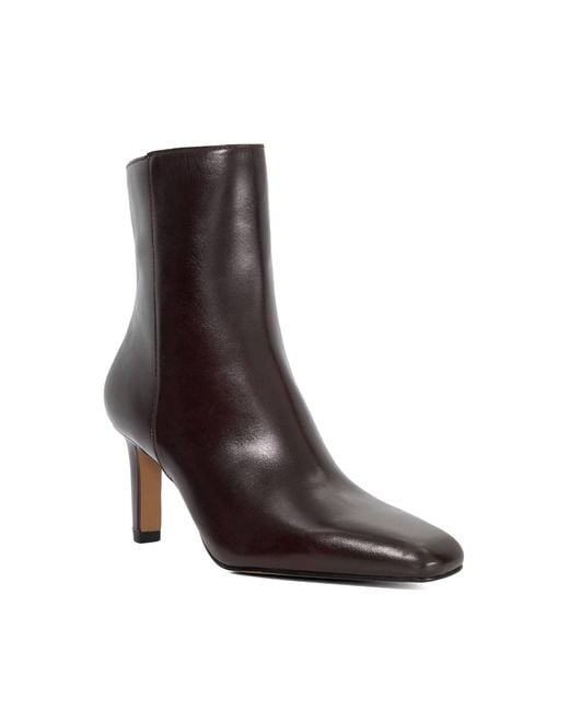 Dune Brown Ovation High Heel Chisel Toe Ankle Boots