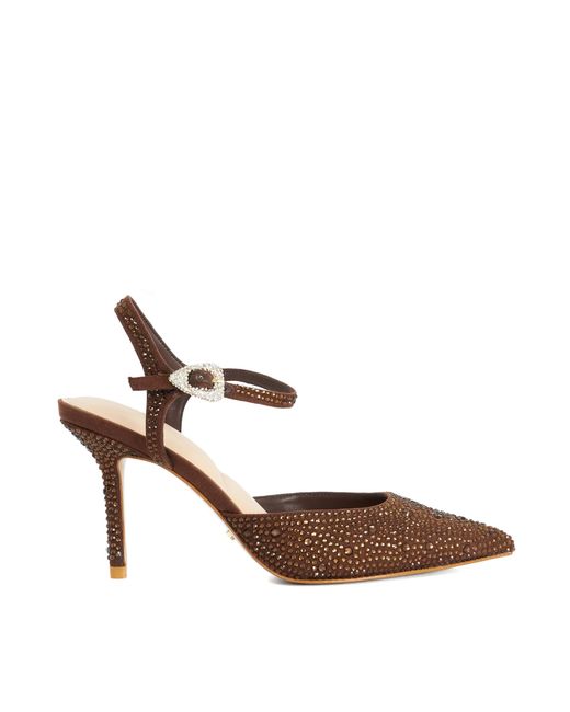 Dune Brown Compliments Embellished Pointed-Toe Heels