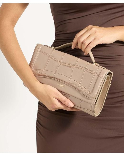 Dune Natural Edited Top Handle Snake-Effect Bag