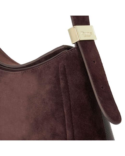 Dune Brown Dependent T Suede Shoulder Bag