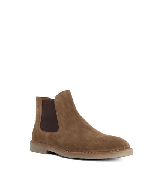 Dune Brown Cashy Slip-On Chelsea Boots for men